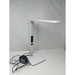 Ottlite U13A Foldable Renew LED Desk Lamp Black Date Time Temp Alarm USB Port